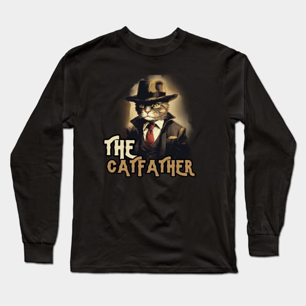 THE CATFATHER, minimalistic, gift present ideas Long Sleeve T-Shirt by Pattyld